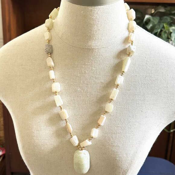 Carved Scarab Jade Necklace - Picture 3 of 9